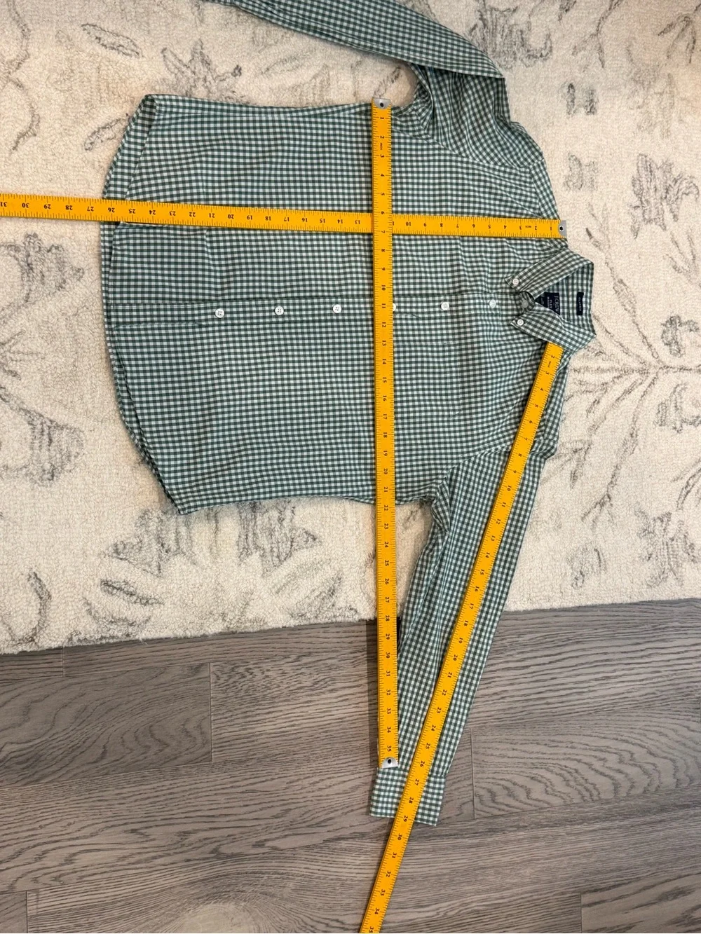 J.Crew Classic Flex Washed Men’s Medium Green Gingham Button-Down Shirt